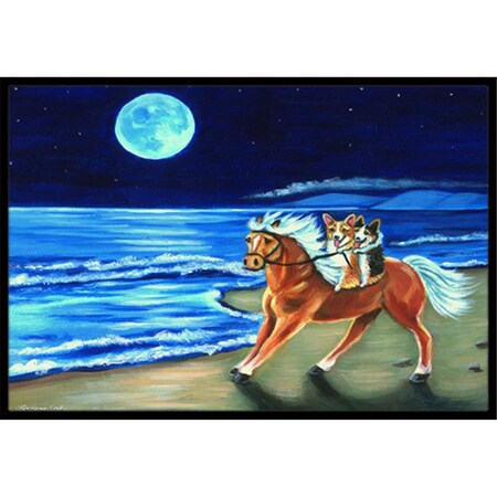 Carolines Treasures Corgi Beach Ride On Horse Indoor & Outdoor Mat, 18 x 27 in. CA77725